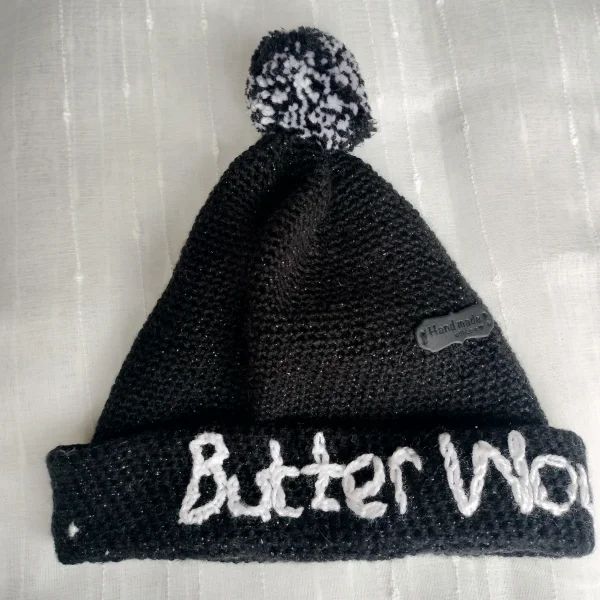 Hnad-knitted black hat